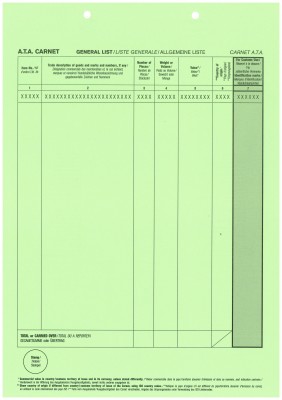 Carnet A.T.A. nur Deckblatt, grün, VPE 100 Stück